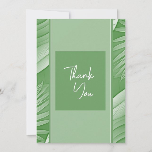 Tropical Green Theme Wedding Thank You Card (Front)