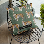 Tropical Green Watercolor Tigers Pattern With Name Cushion<br><div class="desc">"Indulge in the wild elegance of nature with our Tropical Green Watercolor Tigers Pattern. Each item featuring this captivating design encapsulates the vibrant spirit of the jungle, blending lush greenery with the majestic presence of tigers. Whether adorning your daily essentials or enhancing your home decor, our collection offers a harmonious...</div>