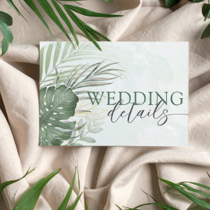 Tropical Green Watercolor Wedding Details Enclosure Card