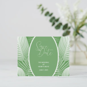 Tropical Green Wedding Announcement Postcard