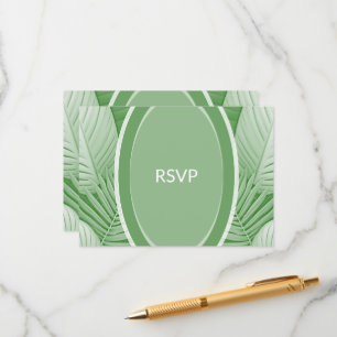 Tropical Green Wedding RSVP QR Code Enclosure Card