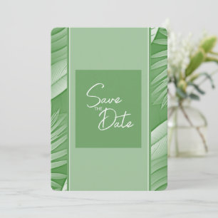 Tropical Green Wedding Save The Date Invitation