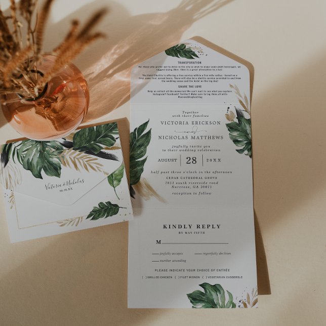 Tropical Greenery | All in One Wedding Invite (Creator Uploaded)