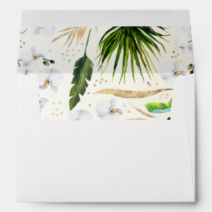 Tropical Greenery and White Orchids Pattern Envelope