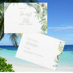 Tropical Greenery Beachy Bridal Shower  Invitation