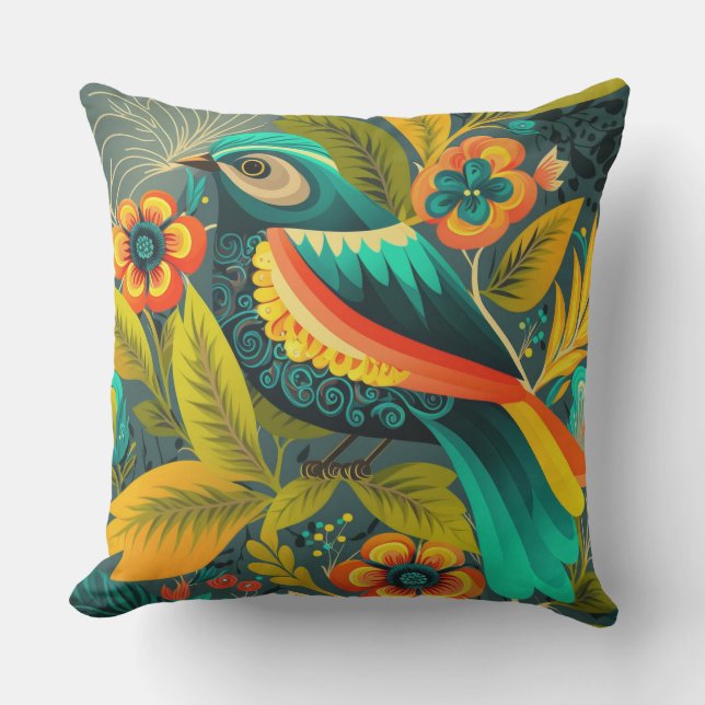 Tropical Greenery Bird Porch and Patio   Cushion (Front)