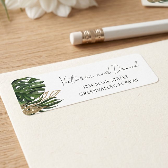 Tropical Greenery Botanical Boho Return Address (Creator Uploaded)