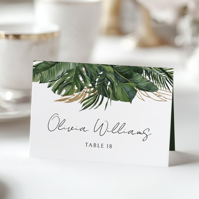 Tropical Greenery Botanical Wedding Place Card (Creator Uploaded)