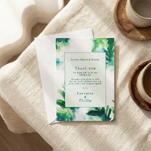 Tropical Greenery botanical Wedding Thank You Card