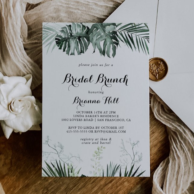 Tropical Greenery Bridal Brunch Bridal Shower Invitation (Creator Uploaded)