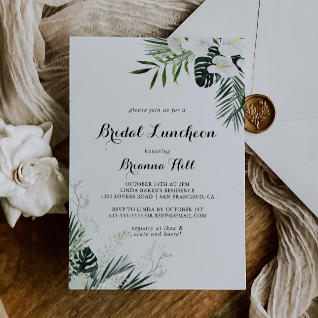 Tropical Greenery Bridal Luncheon Bridal Shower Invitation (Creator Uploaded)