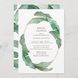 Tropical greenery bridal shower. Botanical elegant Invitation
