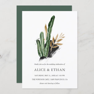 Tropical Greenery Cactus Wedding Invitation