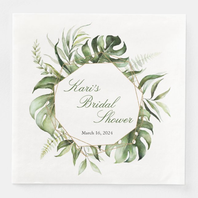 Tropical Greenery Dinner Sized Party Napkins (Front)