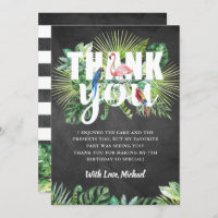 Tropical Greenery Flamingo Black White Chalkboard
