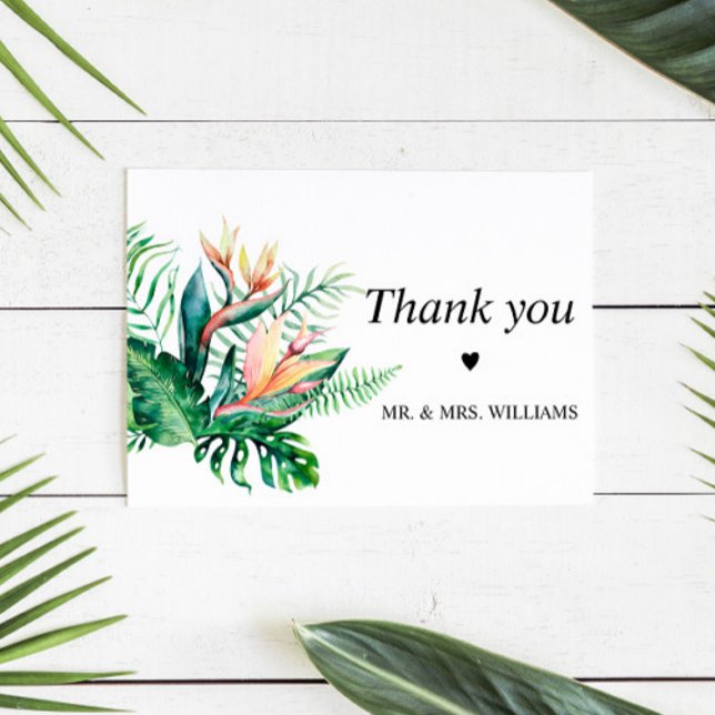  Tropical Greenery Flowers Wedding   Thank You Card (Creator Uploaded)