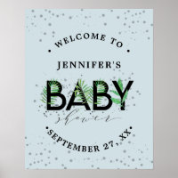 Tropical Greenery Foliage Blue Boy Baby Shower