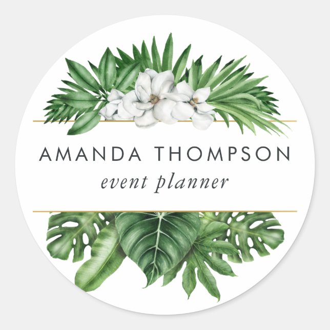 Tropical Greenery Foliage Classic Round Sticker (Front)