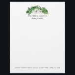 Tropical Greenery Foliage Flyer<br><div class="desc">Trendy sage green and white watercolor tropical leaves letterhead.</div>