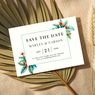 Tropical Greenery Frame Modern Garden Wedding Save The Date