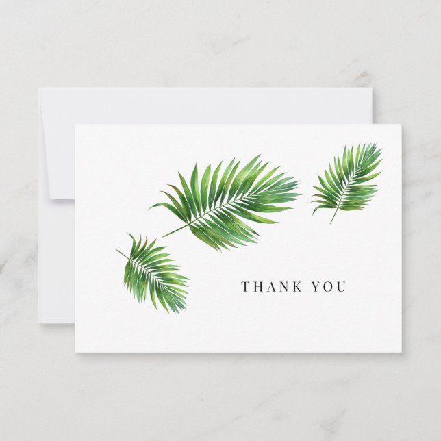 Tropical Greenery Funeral Bereavement Thank You  Card (Front)