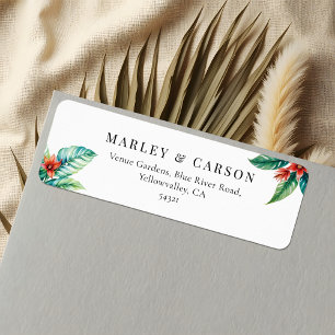 Tropical Greenery Garden Wedding Return Address