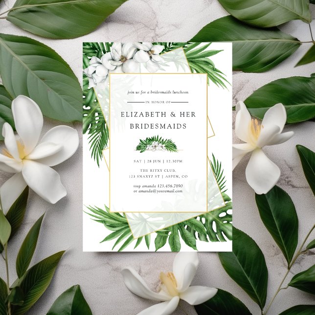Tropical Greenery Geometric Bridesmaids Luncheon Invitation (Creator Uploaded)