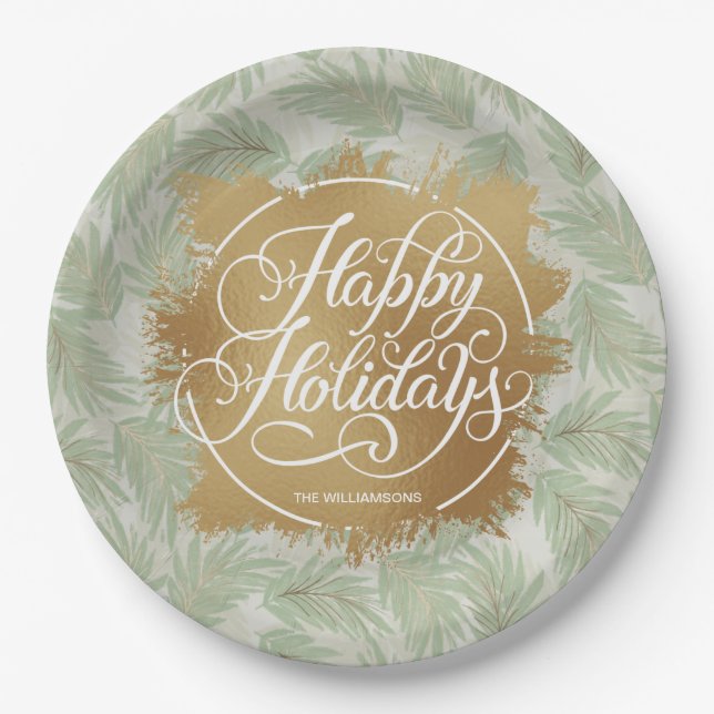 Tropical Greenery Holiday  Paper Plate (Front)