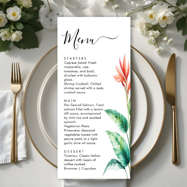 Tropical Greenery Leaf Botanical Garden Wedding Menu (Creator Uploaded)