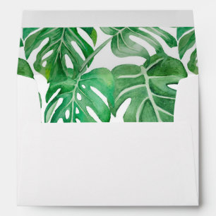 Tropical Greenery Leaves Wedding Return Address Envelope