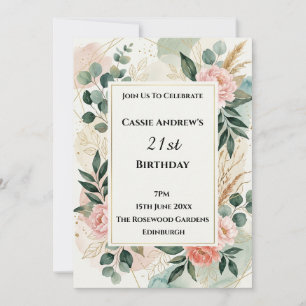 Tropical Greenery Milestone Birthday Invitation