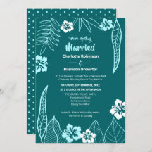 Tropical  Greenery Modern Turquoise Teal Wedding
