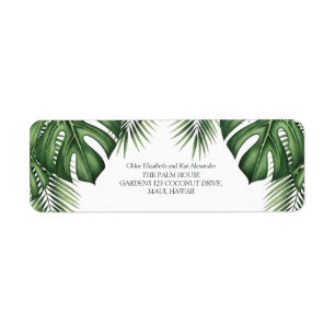 Tropical Greenery Monstera Wedding Return Address 