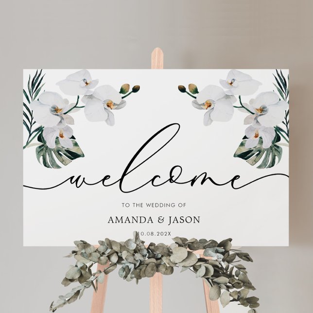 Tropical Greenery Orchids Wedding Welcome Sign (Creator Uploaded)