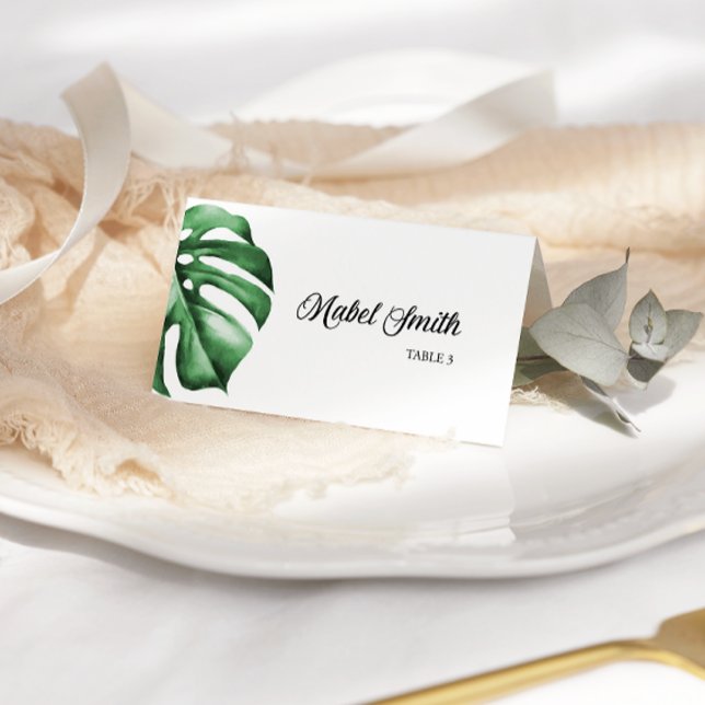 Tropical Greenery Palm Blank Place Cards (Creator Uploaded)