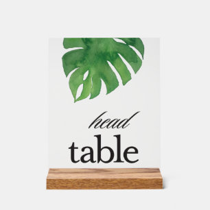 Tropical Greenery Palm Head Table Acrylic Sign