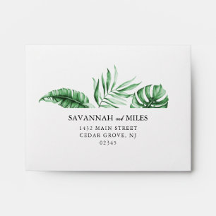 Tropical Greenery Palm Self-Addressed Envelope