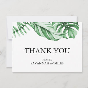 Tropical Greenery Palm Thank You Flat Card