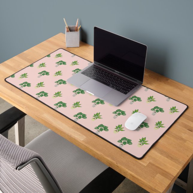 Tropical Greenery Potted House Plants Cute Desk Mat (Office 2)