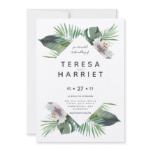 Tropical greenery rustic  invitation