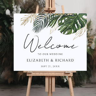 Tropical Greenery Summer Boho Wedding Welcome Sign
