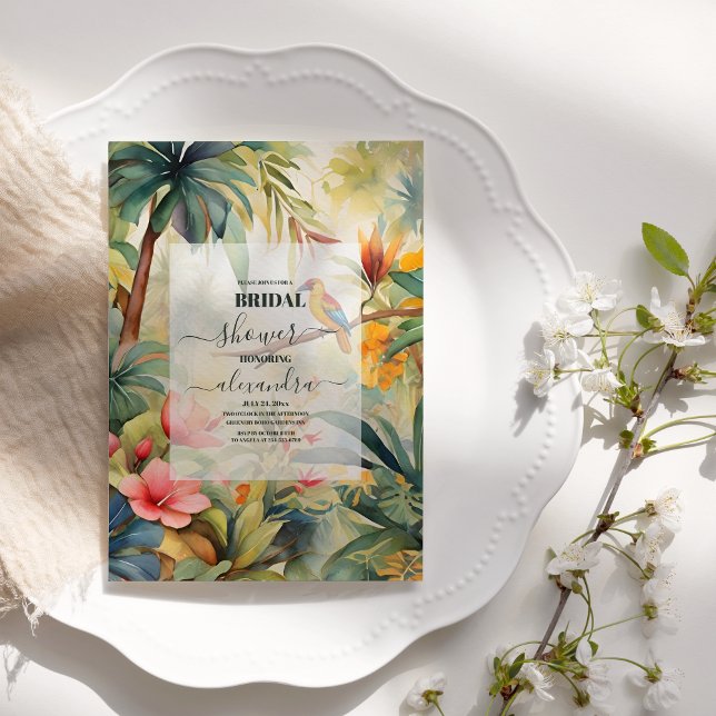 Tropical Greenery Watercolor Bridal Shower Invitation (Creator Uploaded)