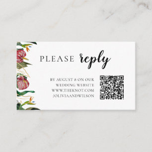 Tropical Greenery Watercolor Wedding RSVP Enclosure Card