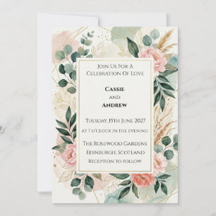 Tropical Greenery Wedding Invitation