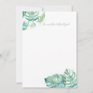 Tropical Greenery Wedding Thank You Cards