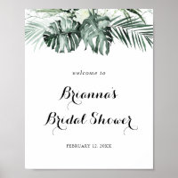 Tropical Greenery White Bridal Shower Welcome
