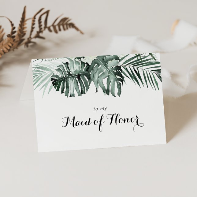 Tropical Greenery White Floral Bridal Party  Thank You Card (Creator Uploaded)