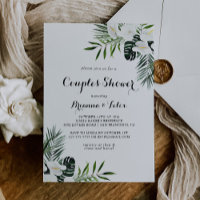 Tropical Greenery White Floral Couples Shower