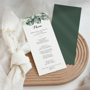 Tropical Greenery White Floral Dinner Menu