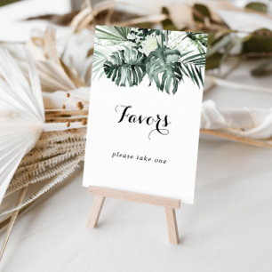 Tropical Greenery White Floral Favours Sign